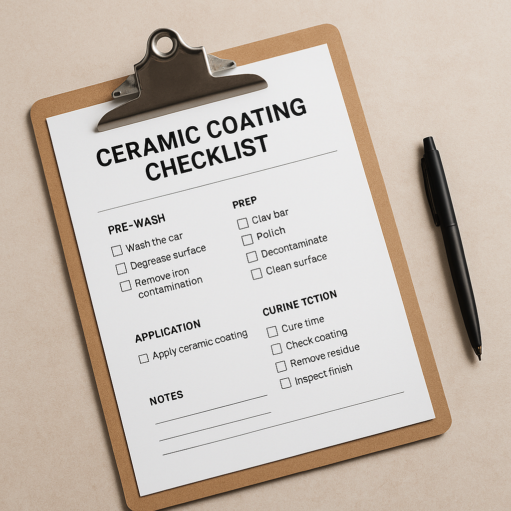 Car Detailing Ceramic Coating Checklist | Printable PDF | Auto Detailer Organization Template DIY